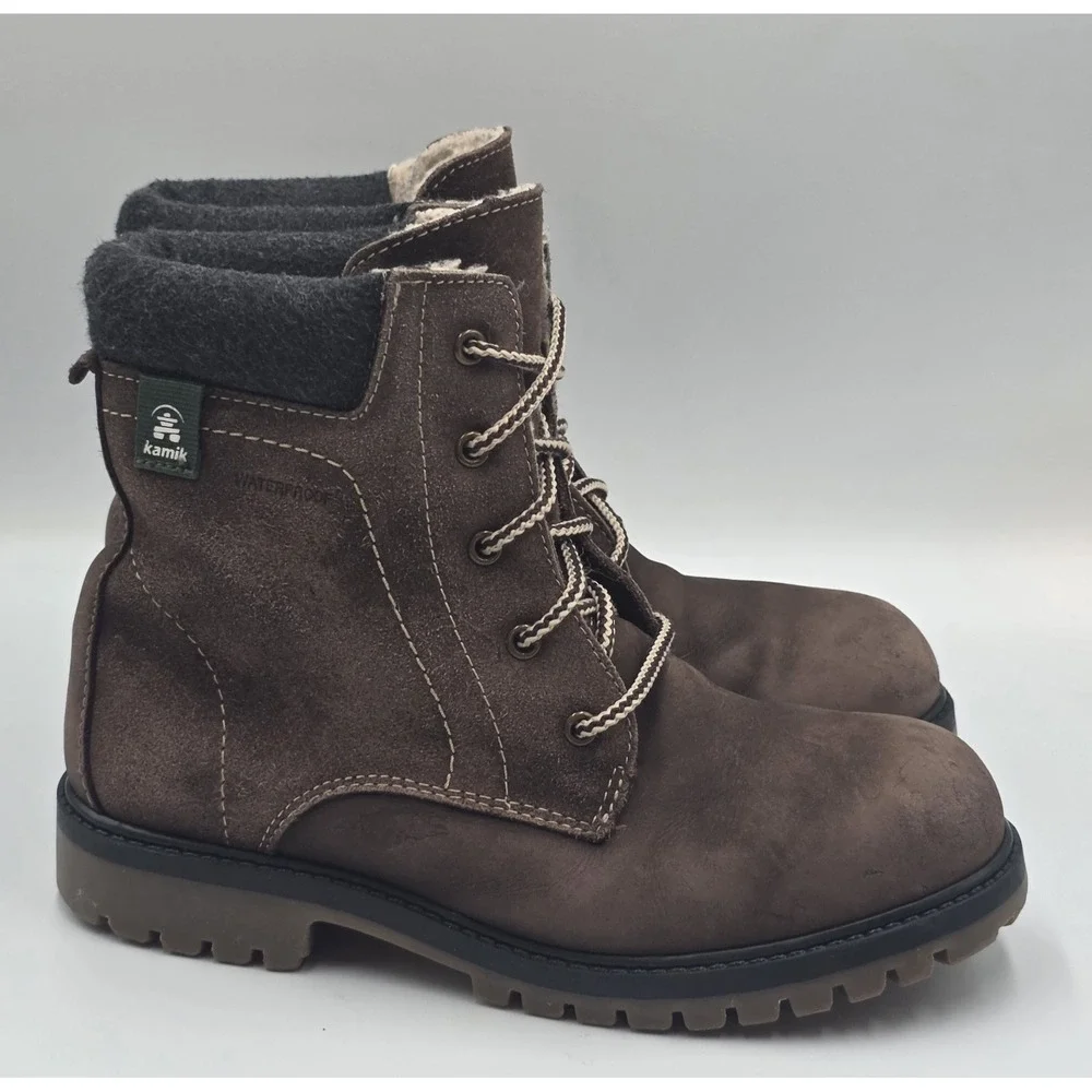 Kamik Takoda Lo Junior Bown Nubuck Leather Waterproof Winter Boots Size 4 WM 6
